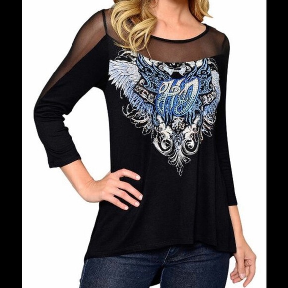 Harley-Davidson Tops - Harley-Davidson Women's Embellished Butterfly Away Long Sleeve Shirt - XS